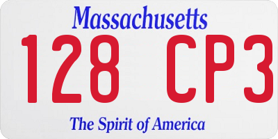 MA license plate 128CP3