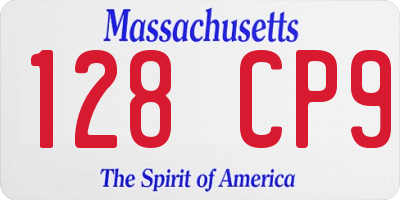 MA license plate 128CP9
