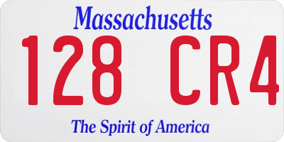 MA license plate 128CR4