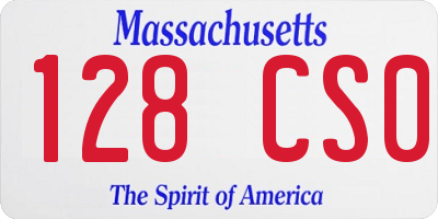 MA license plate 128CS0
