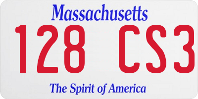 MA license plate 128CS3