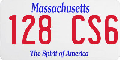 MA license plate 128CS6
