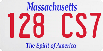 MA license plate 128CS7
