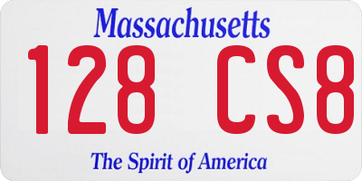 MA license plate 128CS8