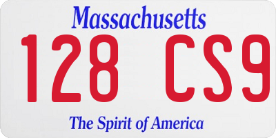 MA license plate 128CS9