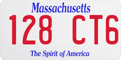 MA license plate 128CT6