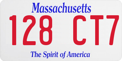 MA license plate 128CT7
