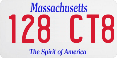 MA license plate 128CT8