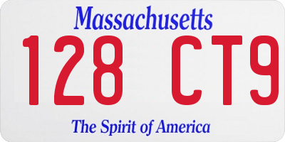 MA license plate 128CT9