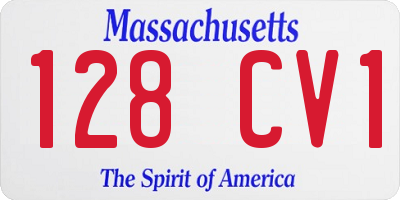 MA license plate 128CV1