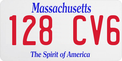 MA license plate 128CV6