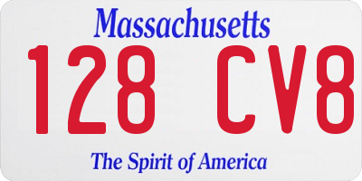 MA license plate 128CV8