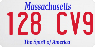 MA license plate 128CV9