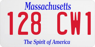 MA license plate 128CW1