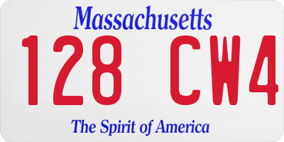 MA license plate 128CW4