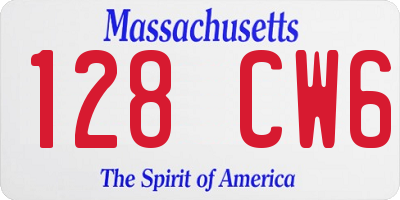 MA license plate 128CW6
