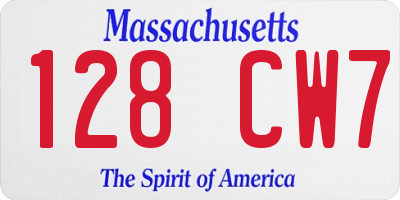 MA license plate 128CW7