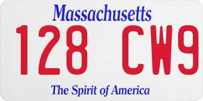 MA license plate 128CW9