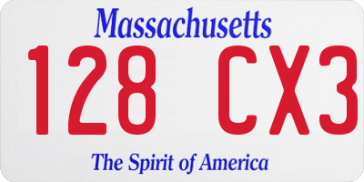 MA license plate 128CX3