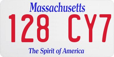 MA license plate 128CY7