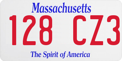 MA license plate 128CZ3