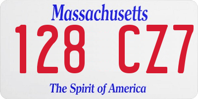 MA license plate 128CZ7
