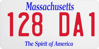 MA license plate 128DA1