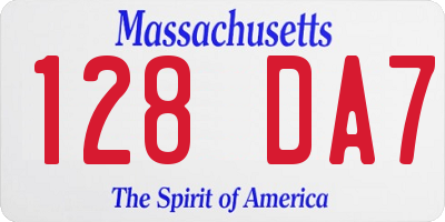 MA license plate 128DA7