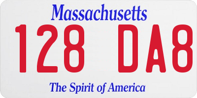 MA license plate 128DA8
