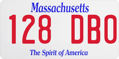 MA license plate 128DB0