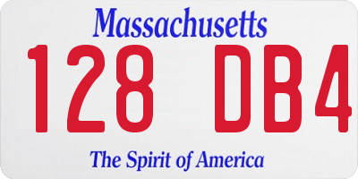 MA license plate 128DB4