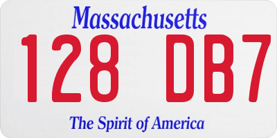 MA license plate 128DB7