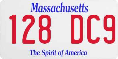MA license plate 128DC9