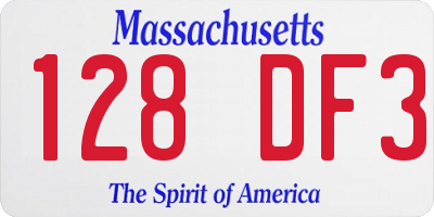 MA license plate 128DF3