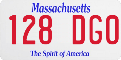MA license plate 128DG0