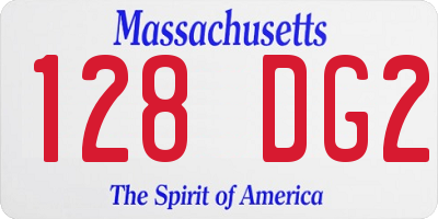 MA license plate 128DG2