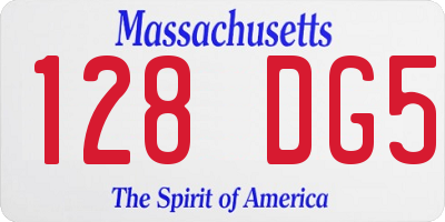 MA license plate 128DG5