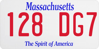 MA license plate 128DG7