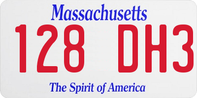MA license plate 128DH3