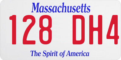 MA license plate 128DH4