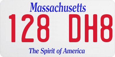 MA license plate 128DH8