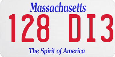 MA license plate 128DI3
