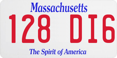 MA license plate 128DI6