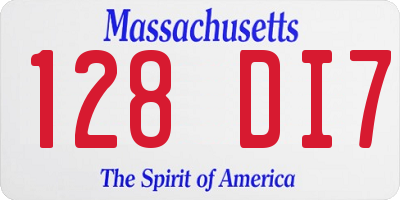 MA license plate 128DI7