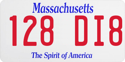 MA license plate 128DI8