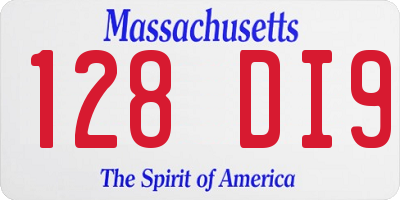 MA license plate 128DI9