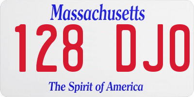 MA license plate 128DJ0