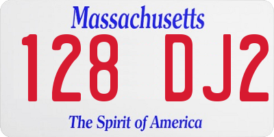 MA license plate 128DJ2