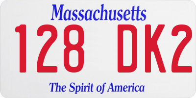 MA license plate 128DK2