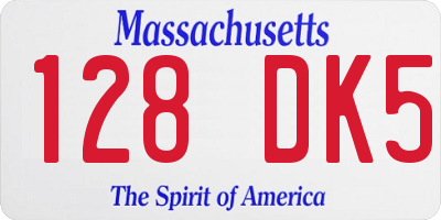 MA license plate 128DK5